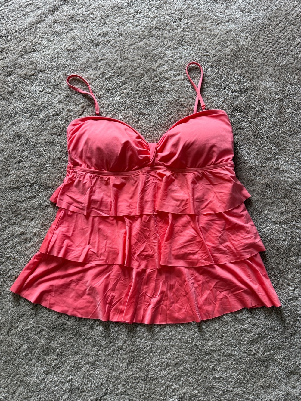 Kenneth Cole Xl Women's Coral Ruffle Tankini Swim Top